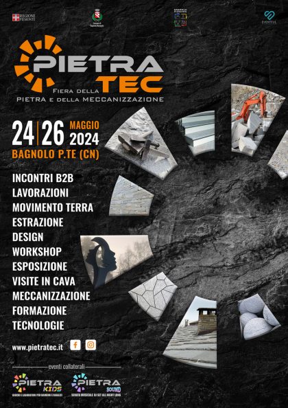 AssogranitiVCO a PIETRA TEC  a Bagnolo Piemonte (CN) dal 24 al 26 maggio 2024:  Fiera della Pietra e del Meccanizzazione.